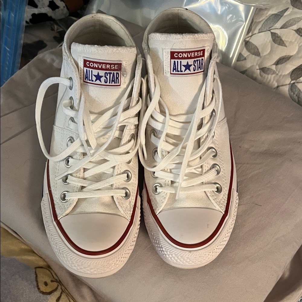 Converse White and Red High-Tops